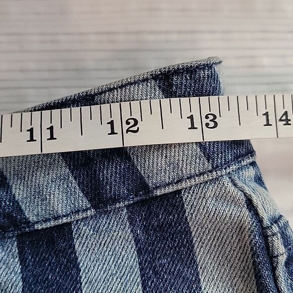 Zara shorts blue denim striped high rise Women's Size 4 - Picture 6 of 8
